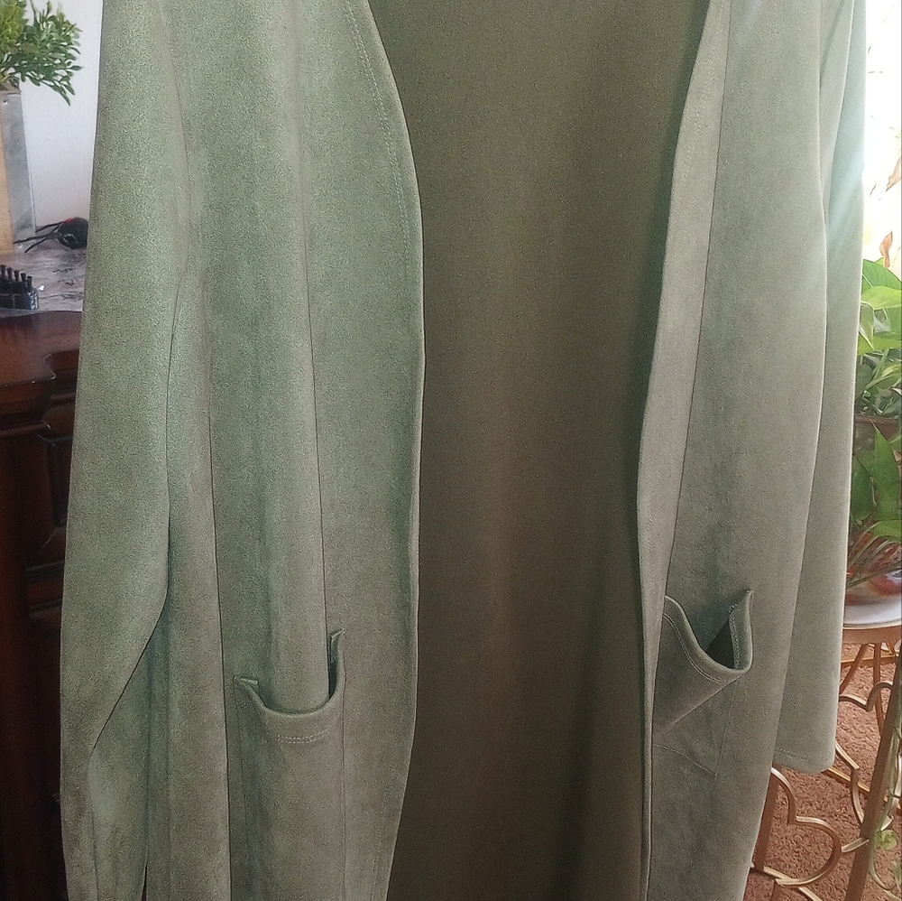 Knew length olive green blazer